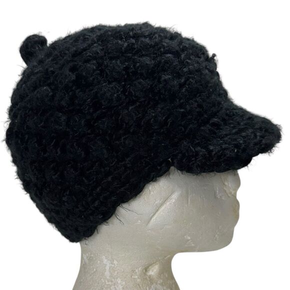 DC Shoes Jora Hat Chunky Crochet Brim Beanie Retro Skater Boho Indie Newsboy Cap - Picture 3 of 6